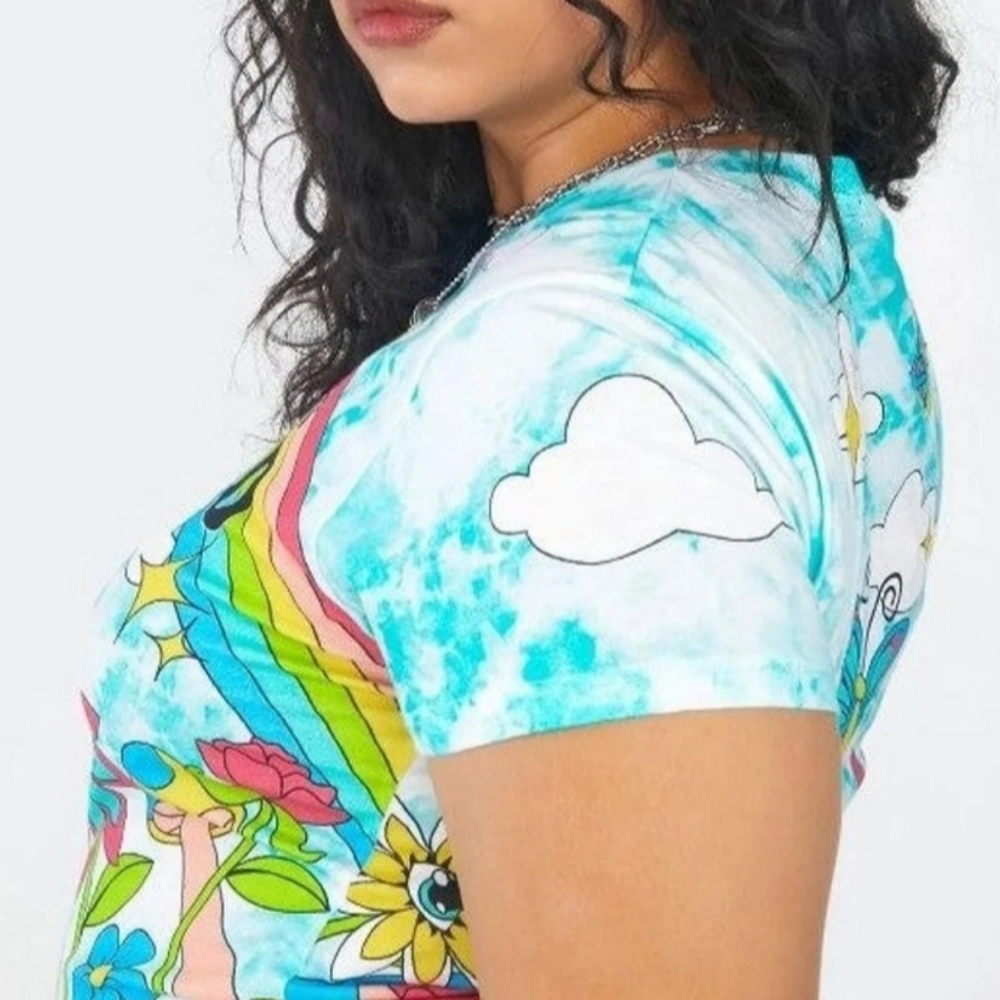 🎉SOLD OUT!🎉 Everything's F*cked Plus Size Crop Top Groovy T-Shirt 2X NWT - Picture 3 of 5